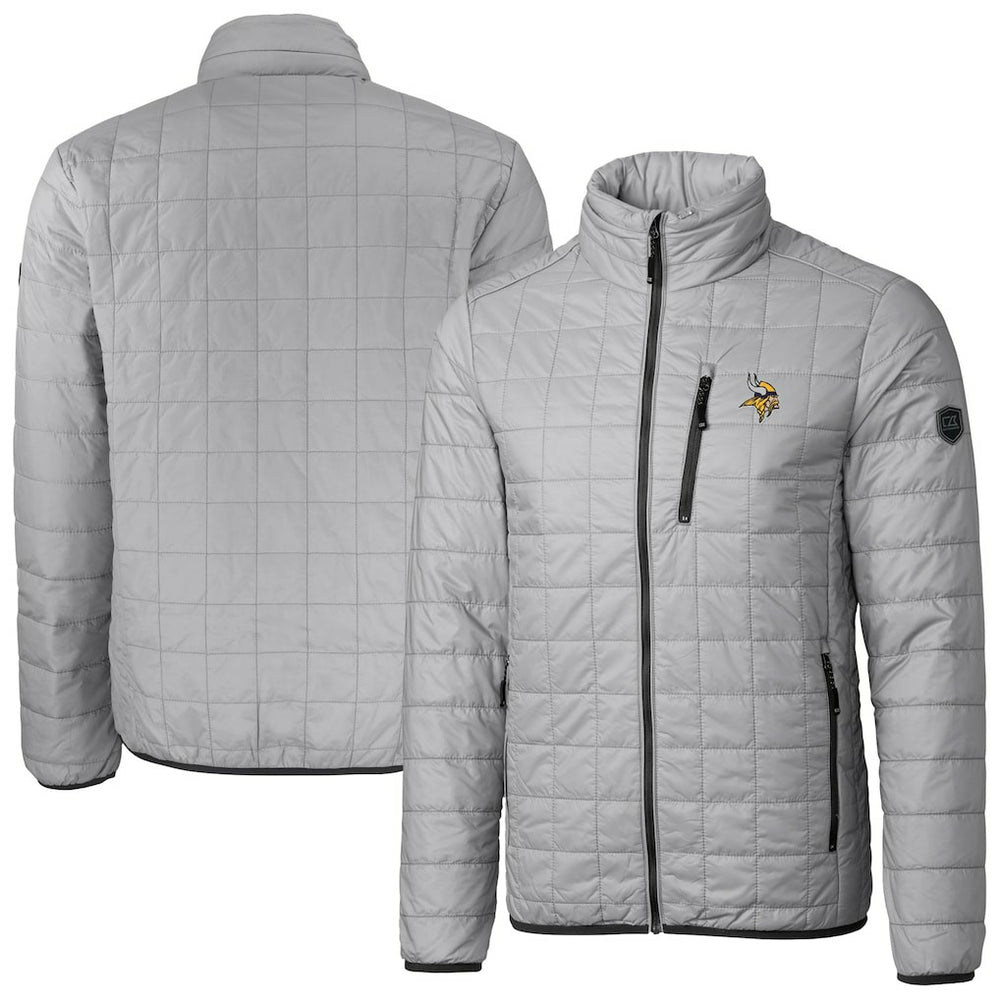 Cutter & Buck Big & Tall Rainier PrimaLoft Eco Insulated Full-Zip Hoodie Puffer Jacket - Minnesota Vikings