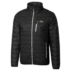 Cutter & Buck Big & Tall Rainier PrimaLoft Eco Insulated Full-Zip Hoodie Puffer Jacket - Baltimore Ravens