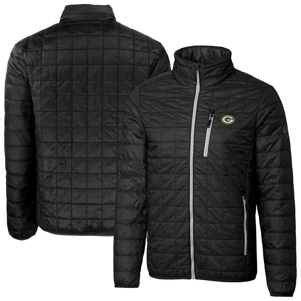 Cutter & Buck Big & Tall Rainier PrimaLoft Eco Insulated Full-Zip Hoodie Puffer Jacket - Green Bay Packers