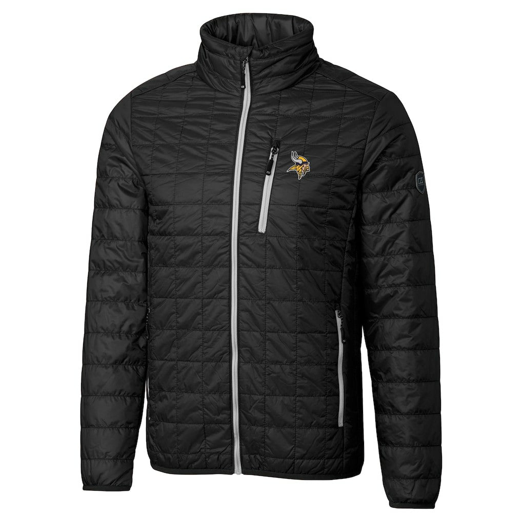 Cutter & Buck Big & Tall Rainier PrimaLoft Eco Insulated Full-Zip Hoodie Puffer Jacket - Minnesota Vikings