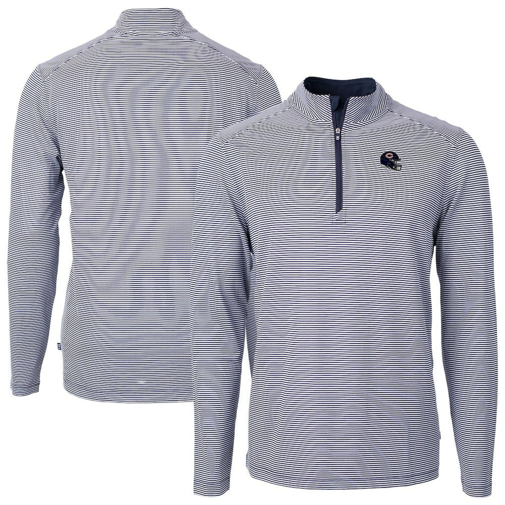 Cutter & Buck Big & Tall Virtue Eco Pique Micro Stripe Tri-Blend Quarter-Zip Jacket - Chicago Bears