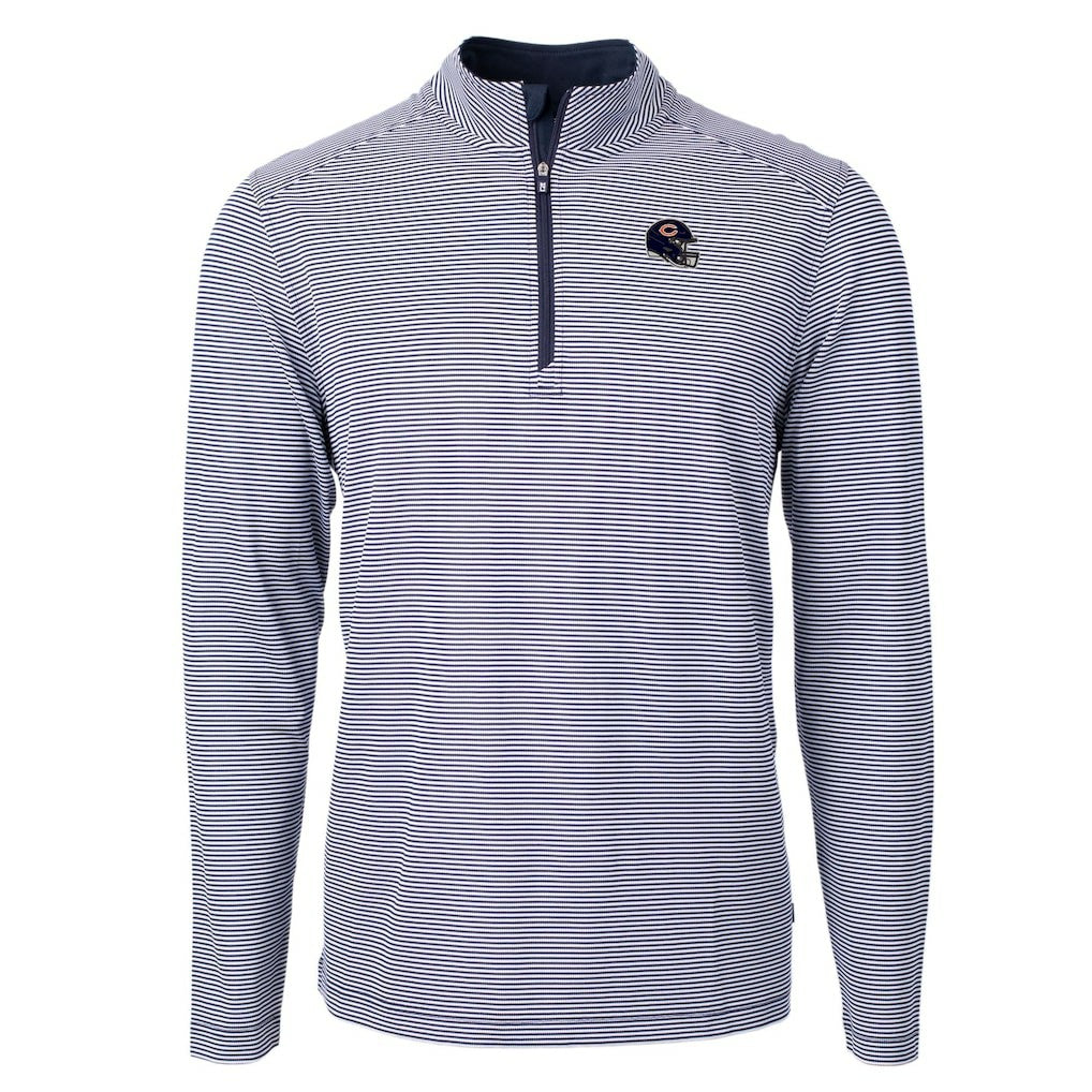 Cutter & Buck Big & Tall Virtue Eco Pique Micro Stripe Tri-Blend Quarter-Zip Jacket - Chicago Bears