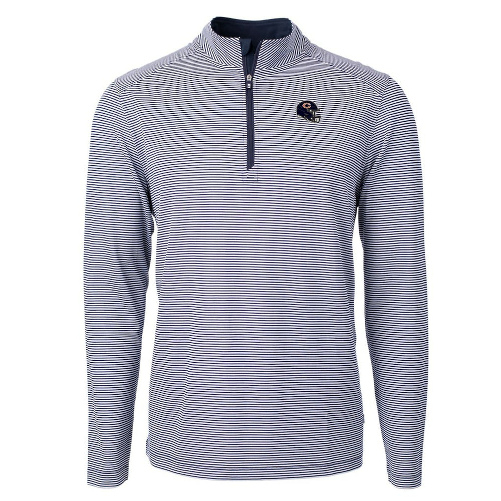 Cutter & Buck Big & Tall Virtue Eco Pique Micro Stripe Tri-Blend Quarter-Zip Jacket - Chicago Bears
