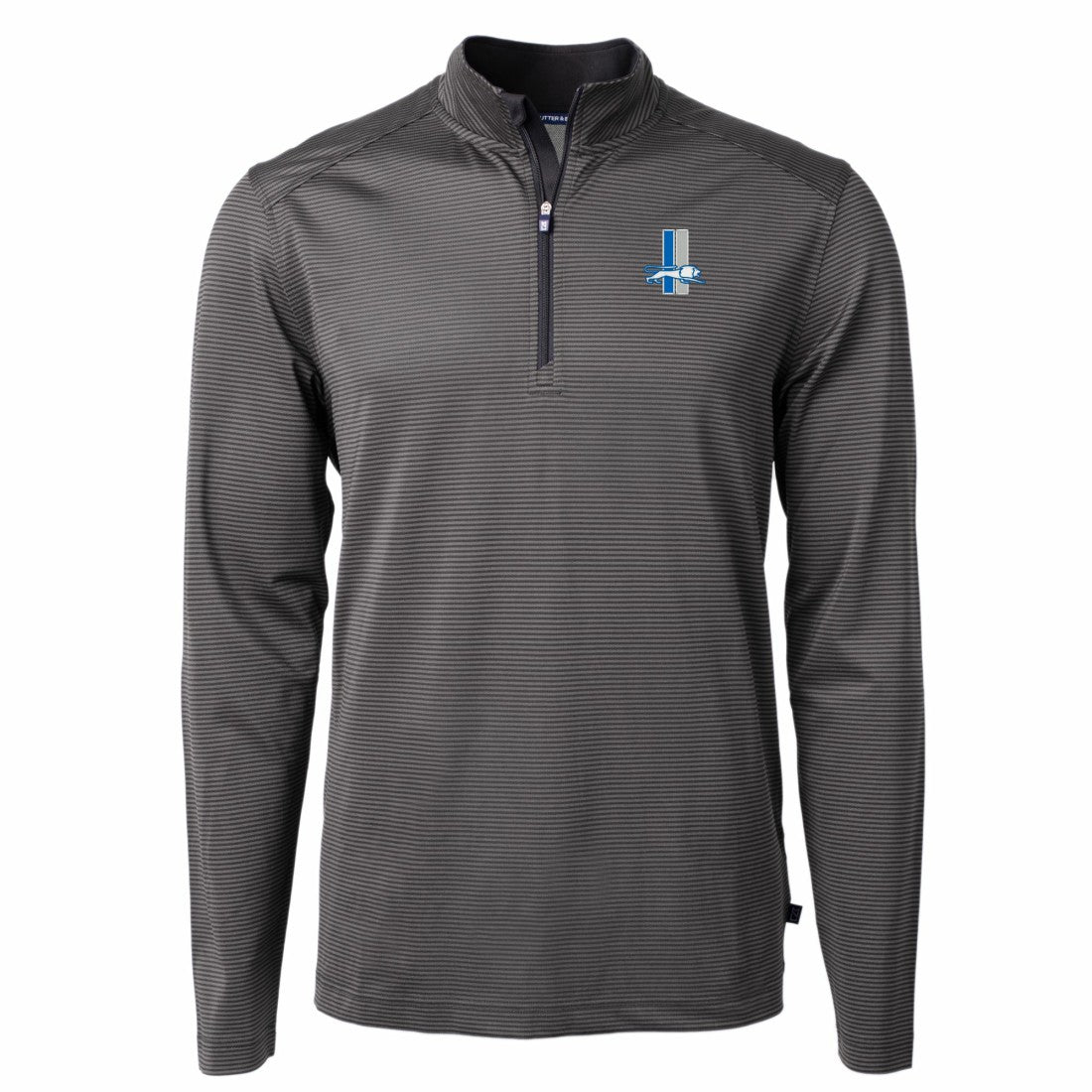 Cutter & Buck Big & Tall Virtue Eco Pique Micro Stripe Tri-Blend Quarter-Zip Jacket - Detroit Lions