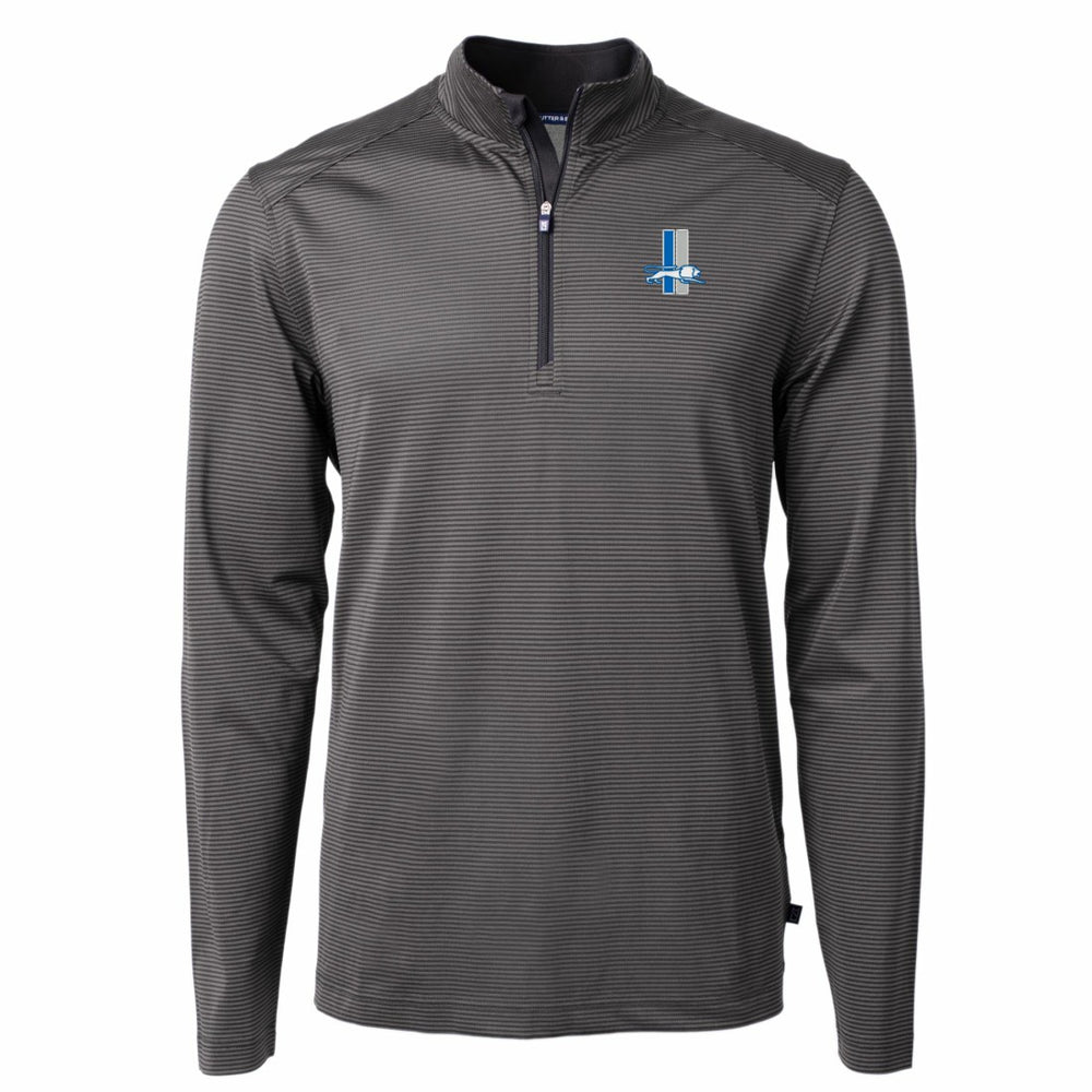 Cutter & Buck Big & Tall Virtue Eco Pique Micro Stripe Tri-Blend Quarter-Zip Jacket - Detroit Lions