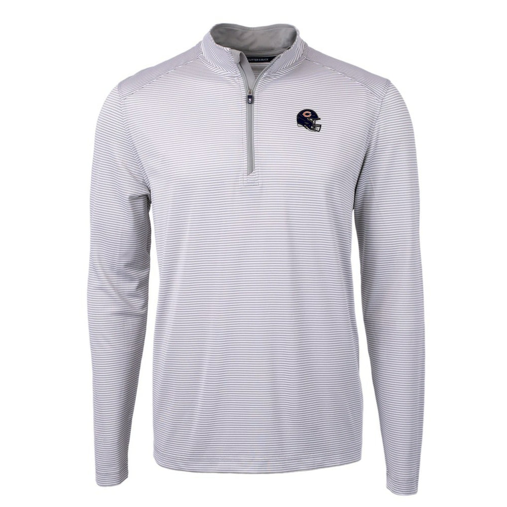 Cutter & Buck Big & Tall Virtue Eco Pique Micro Stripe Tri-Blend Quarter-Zip Jacket - Chicago Bears