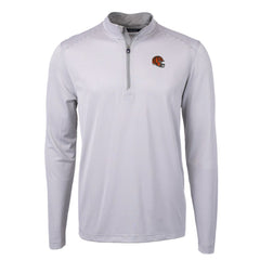 Cutter & Buck Big & Tall Virtue Eco Pique Micro Stripe Tri-Blend Quarter-Zip Jacket - Cincinnati Bengals