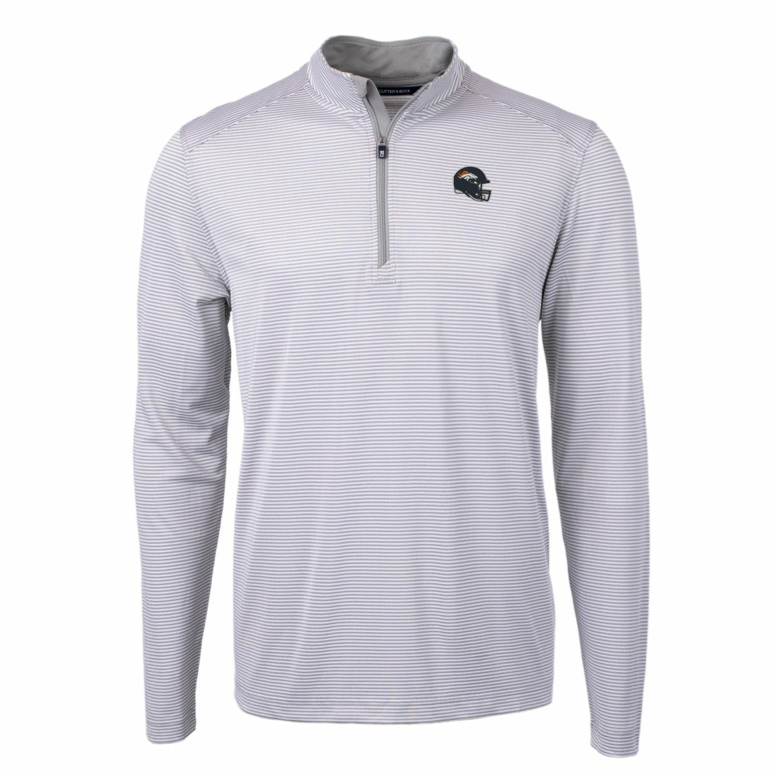 Cutter & Buck Big & Tall Virtue Eco Pique Micro Stripe Tri-Blend Quarter-Zip Jacket - Denver Broncos