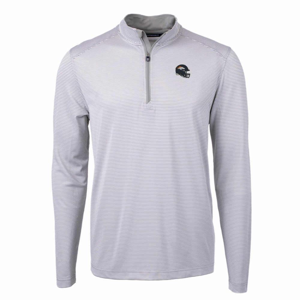 Cutter & Buck Big & Tall Virtue Eco Pique Micro Stripe Tri-Blend Quarter-Zip Jacket - Denver Broncos
