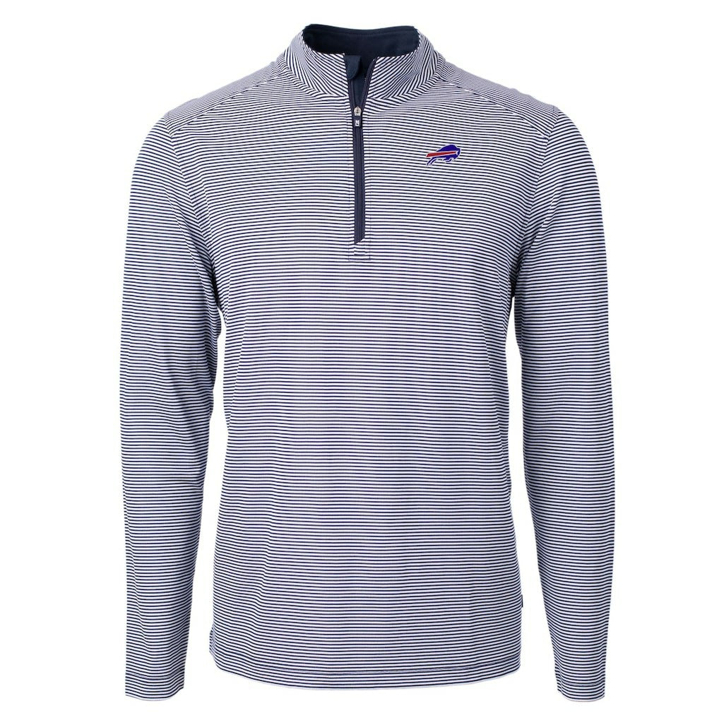Cutter & Buck Big & Tall Virtue Eco Pique Micro Stripe Tri-Blend Quarter-Zip Jacket - Buffalo Bills