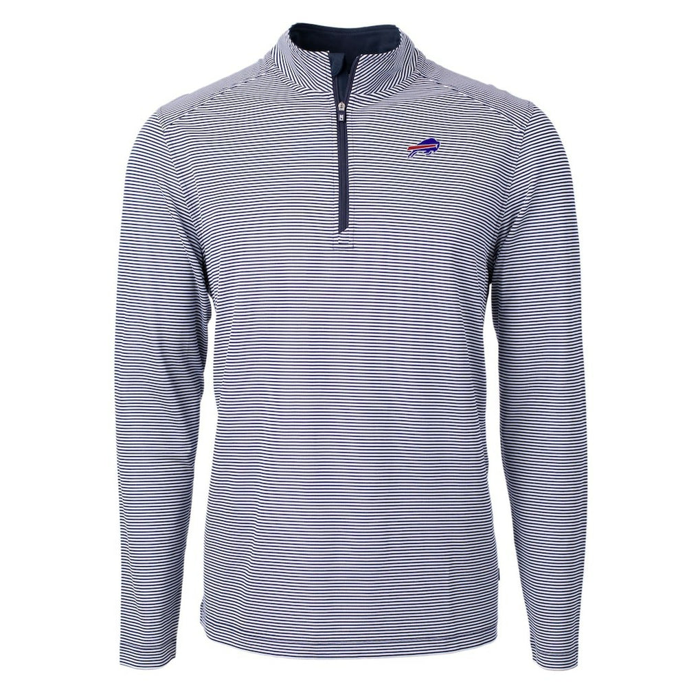 Cutter & Buck Big & Tall Virtue Eco Pique Micro Stripe Tri-Blend Quarter-Zip Jacket - Buffalo Bills
