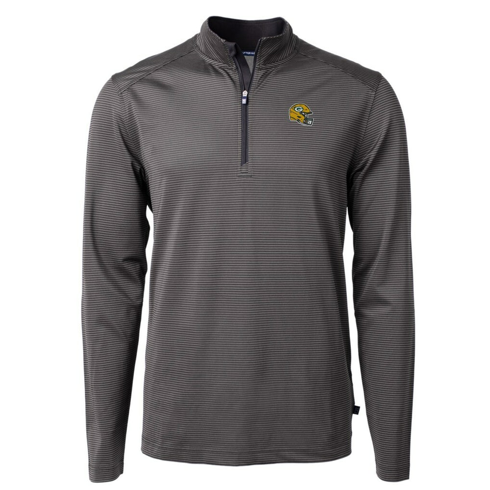 Cutter & Buck Big & Tall Virtue Eco Pique Micro Stripe Tri-Blend Quarter-Zip Jacket - Green Bay Packers