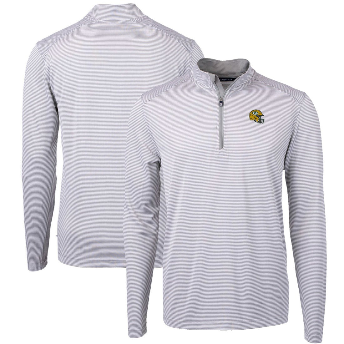 Cutter & Buck Big & Tall Virtue Eco Pique Micro Stripe Tri-Blend Quarter-Zip Jacket - Green Bay Packers