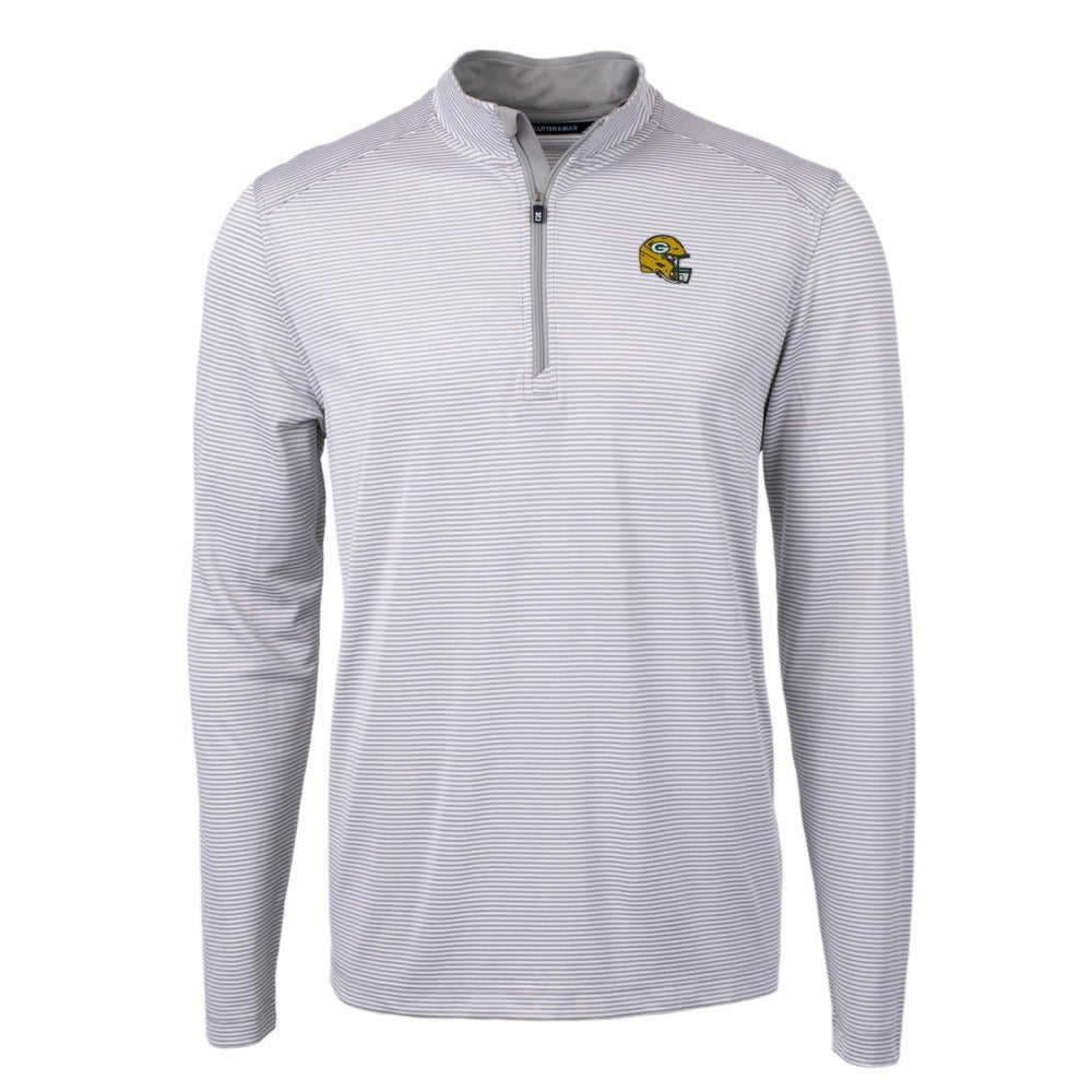 Cutter & Buck Big & Tall Virtue Eco Pique Micro Stripe Tri-Blend Quarter-Zip Jacket - Green Bay Packers