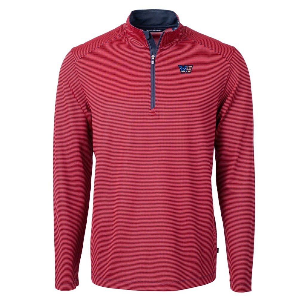 Cutter & Buck Big & Tall Americana Virtue Eco Pique Micro Stripe Tri-Blend Quarter-Zip Jacket - Washington Commanders