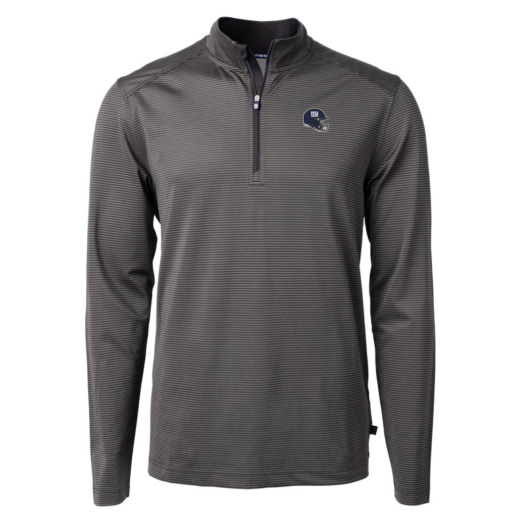 Cutter & Buck Big & Tall Virtue Eco Pique Micro Stripe Tri-Blend Quarter-Zip Jacket - New York Giants