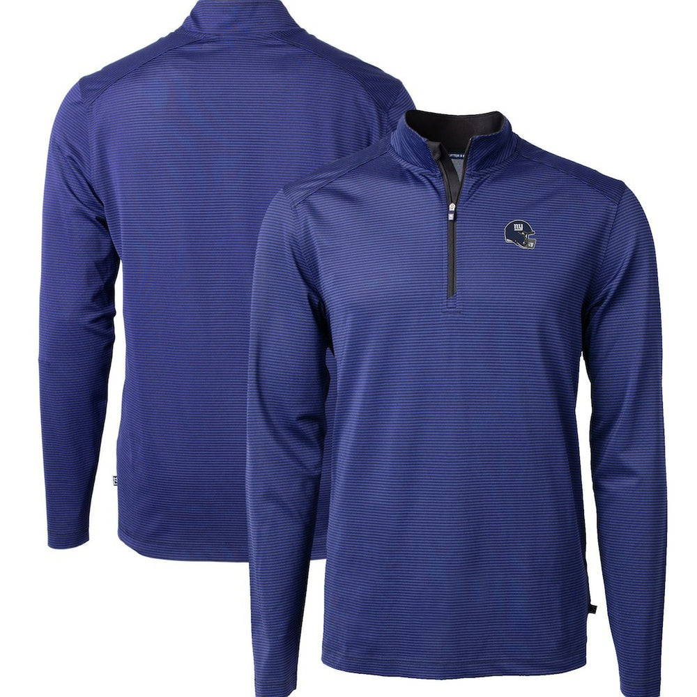 Cutter & Buck Big & Tall Virtue Eco Pique Micro Stripe Tri-Blend Quarter-Zip Jacket - New York Giants