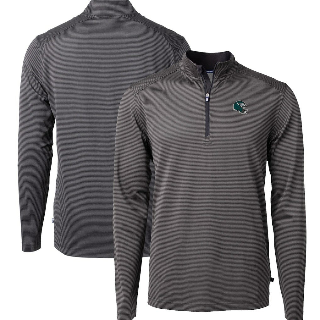 Cutter & Buck Big & Tall Virtue Eco Pique Micro Stripe Tri-Blend Quarter-Zip Jacket - Philadelphia Eagles