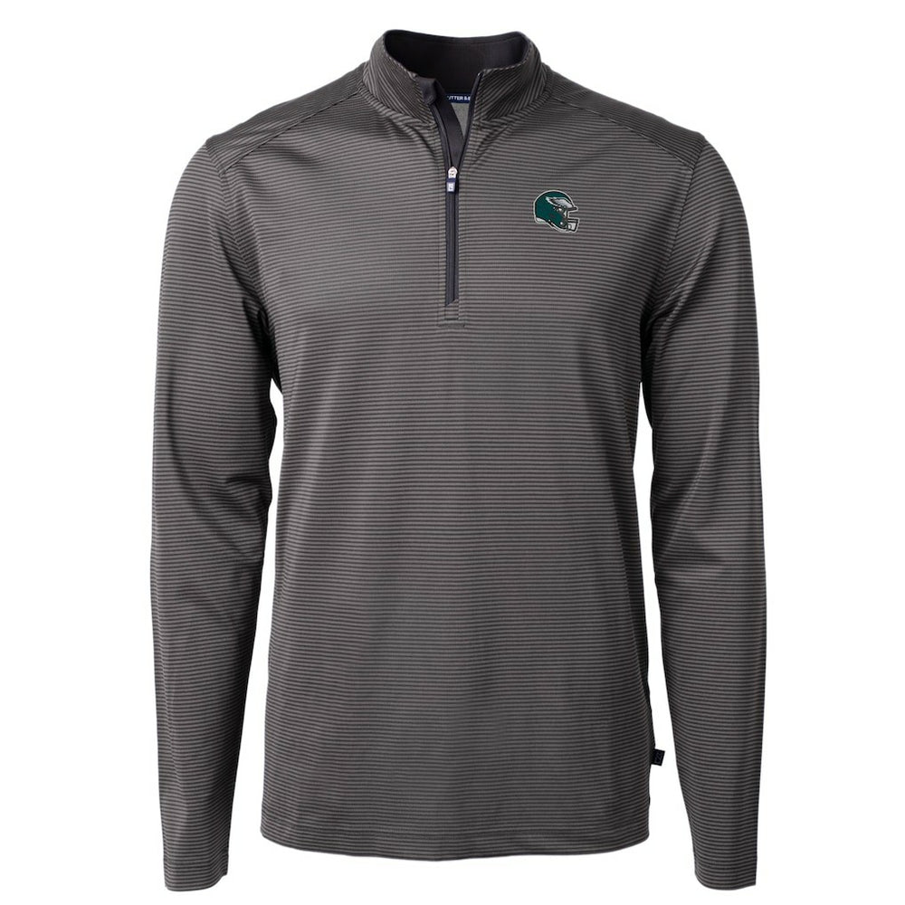 Cutter & Buck Big & Tall Virtue Eco Pique Micro Stripe Tri-Blend Quarter-Zip Jacket - Philadelphia Eagles