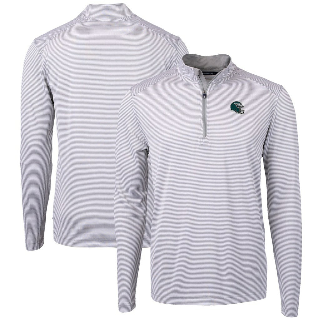 Cutter & Buck Big & Tall Virtue Eco Pique Micro Stripe Tri-Blend Quarter-Zip Jacket - Philadelphia Eagles