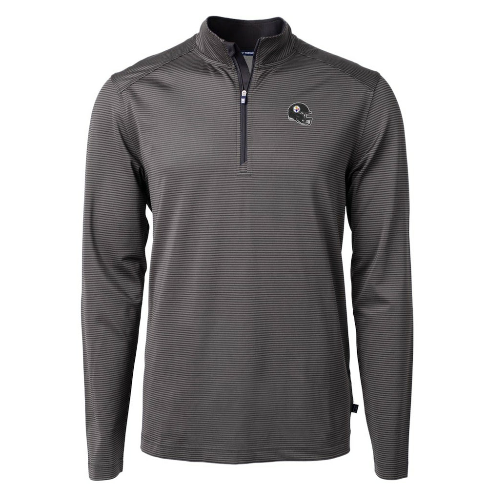 Cutter & Buck Big & Tall Virtue Eco Pique Micro Stripe Tri-Blend Quarter-Zip Jacket - Pittsburgh Steelers