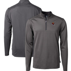 Cutter & Buck Big & Tall Virtue Eco Pique Micro Stripe Tri-Blend Quarter-Zip Jacket - Washington Commanders
