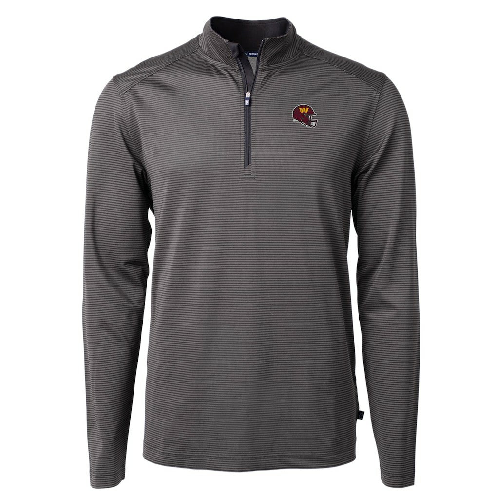 Cutter & Buck Big & Tall Virtue Eco Pique Micro Stripe Tri-Blend Quarter-Zip Jacket - Washington Commanders