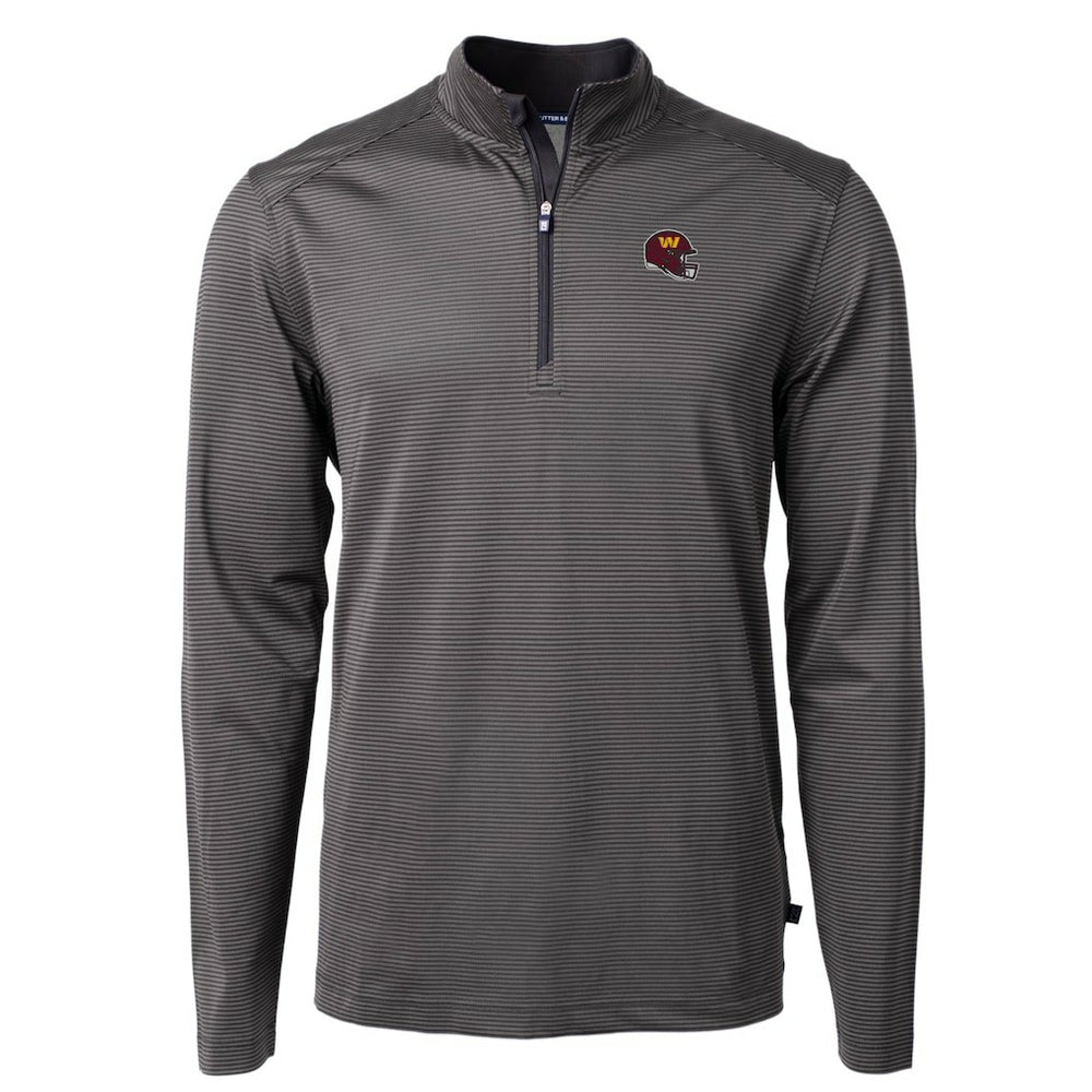Cutter & Buck Big & Tall Virtue Eco Pique Micro Stripe Tri-Blend Quarter-Zip Jacket - Washington Commanders