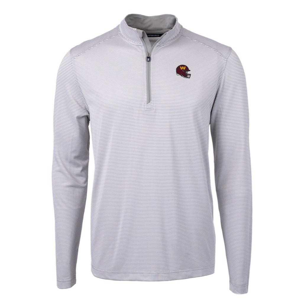 Cutter & Buck Big & Tall Virtue Eco Pique Micro Stripe Tri-Blend Quarter-Zip Jacket - Washington Commanders