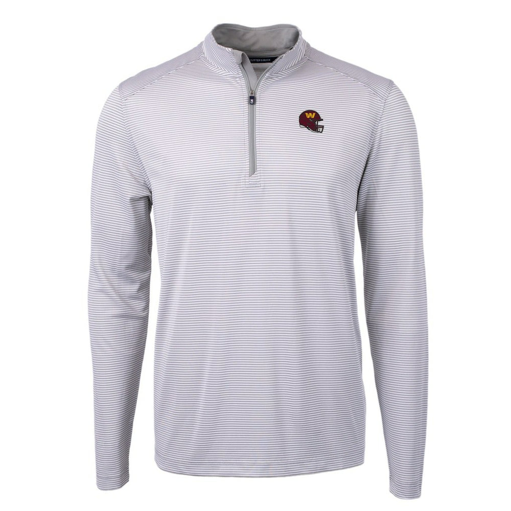 Cutter & Buck Big & Tall Virtue Eco Pique Micro Stripe Tri-Blend Quarter-Zip Jacket - Washington Commanders