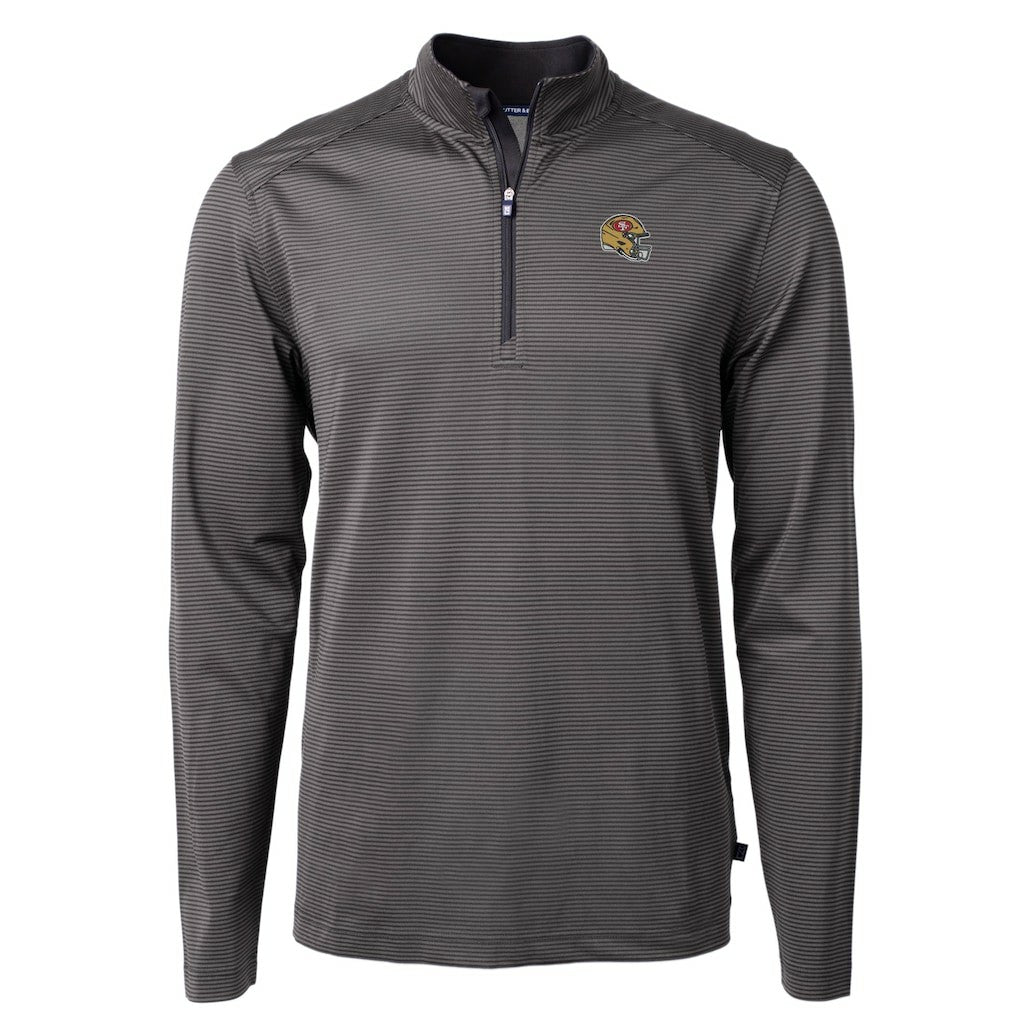 Cutter & Buck Big & Tall Virtue Eco Pique Micro Stripe Tri-Blend Quarter-Zip Jacket - San Francisco 49ers