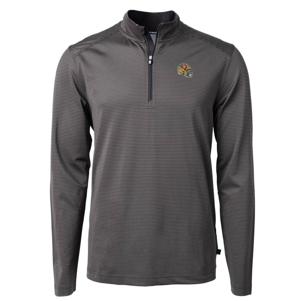 Cutter & Buck Big & Tall Virtue Eco Pique Micro Stripe Tri-Blend Quarter-Zip Jacket - San Francisco 49ers