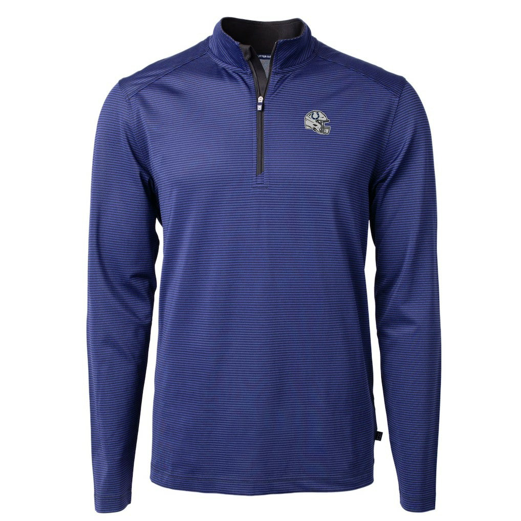 Cutter & Buck Big & Tall Virtue Eco Pique Micro Stripe Tri-Blend Quarter-Zip Jacket - Indianapolis Colts