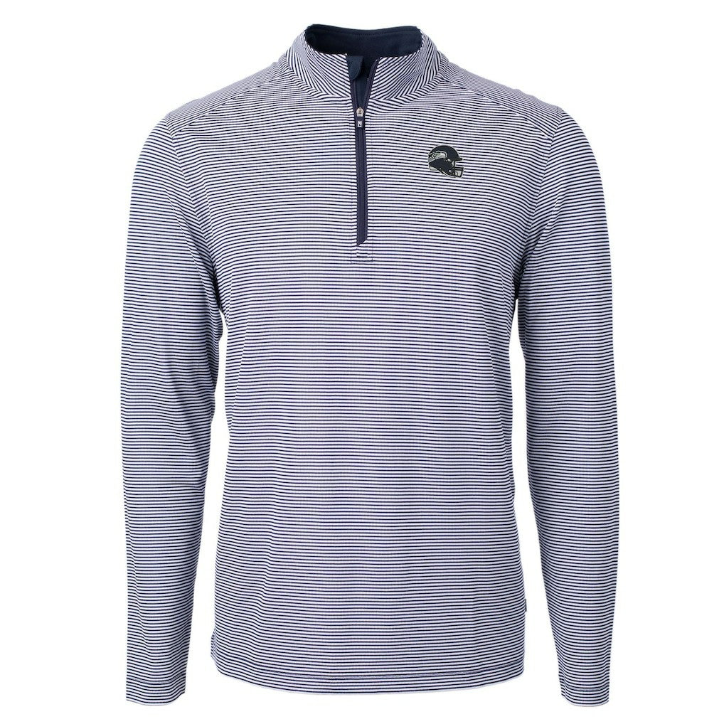Cutter & Buck Big & Tall Virtue Eco Pique Micro Stripe Tri-Blend Quarter-Zip Jacket - Seattle Seahawks