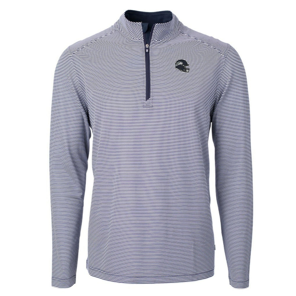 Cutter & Buck Big & Tall Virtue Eco Pique Micro Stripe Tri-Blend Quarter-Zip Jacket - Seattle Seahawks