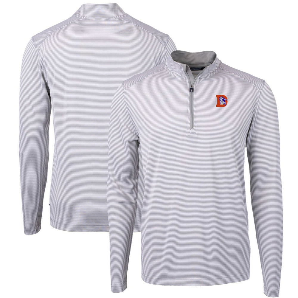 Cutter & Buck Big & Tall Virtue Eco Pique Micro Stripe Tri-Blend Quarter-Zip Jacket - Denver Broncos