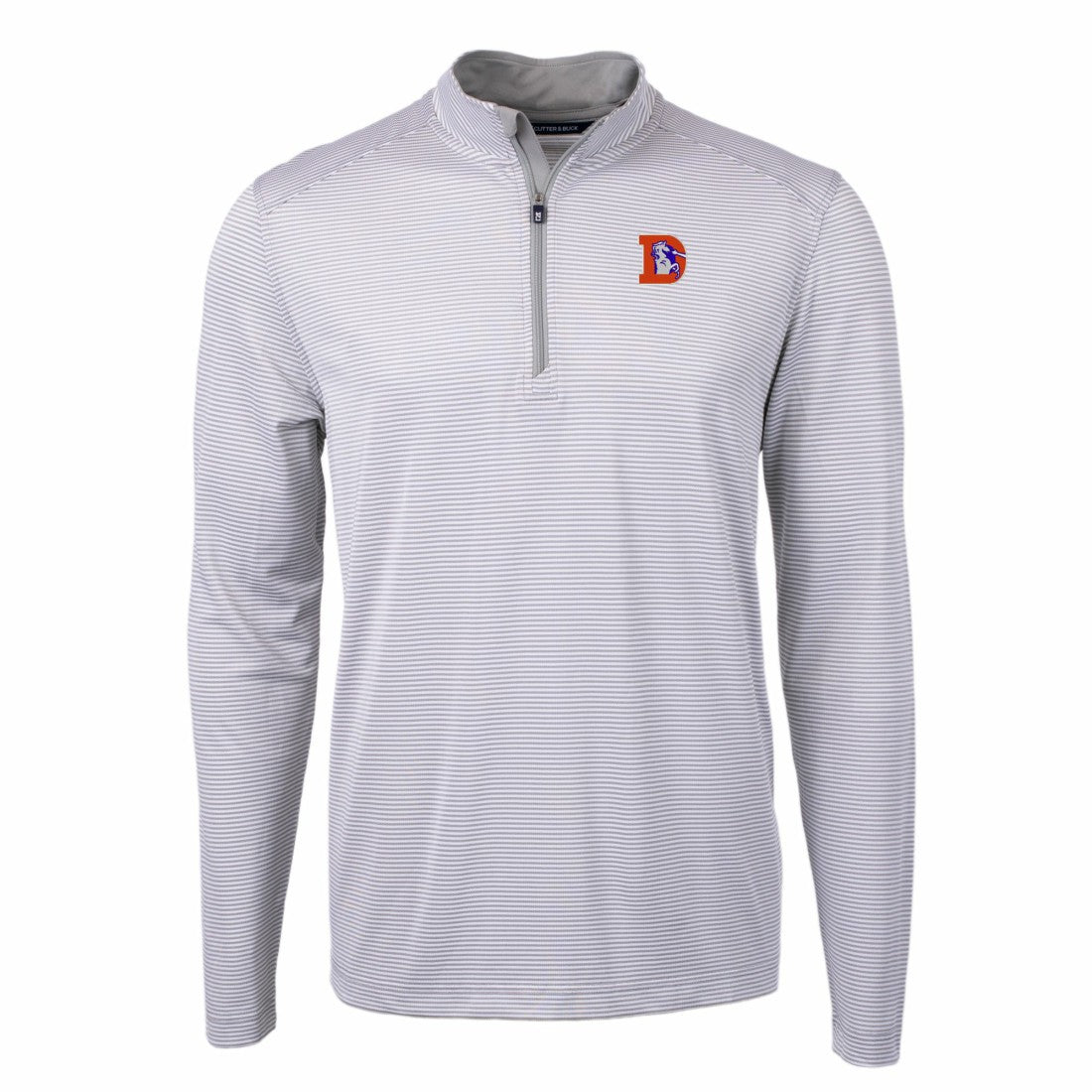 Cutter & Buck Big & Tall Virtue Eco Pique Micro Stripe Tri-Blend Quarter-Zip Jacket - Denver Broncos