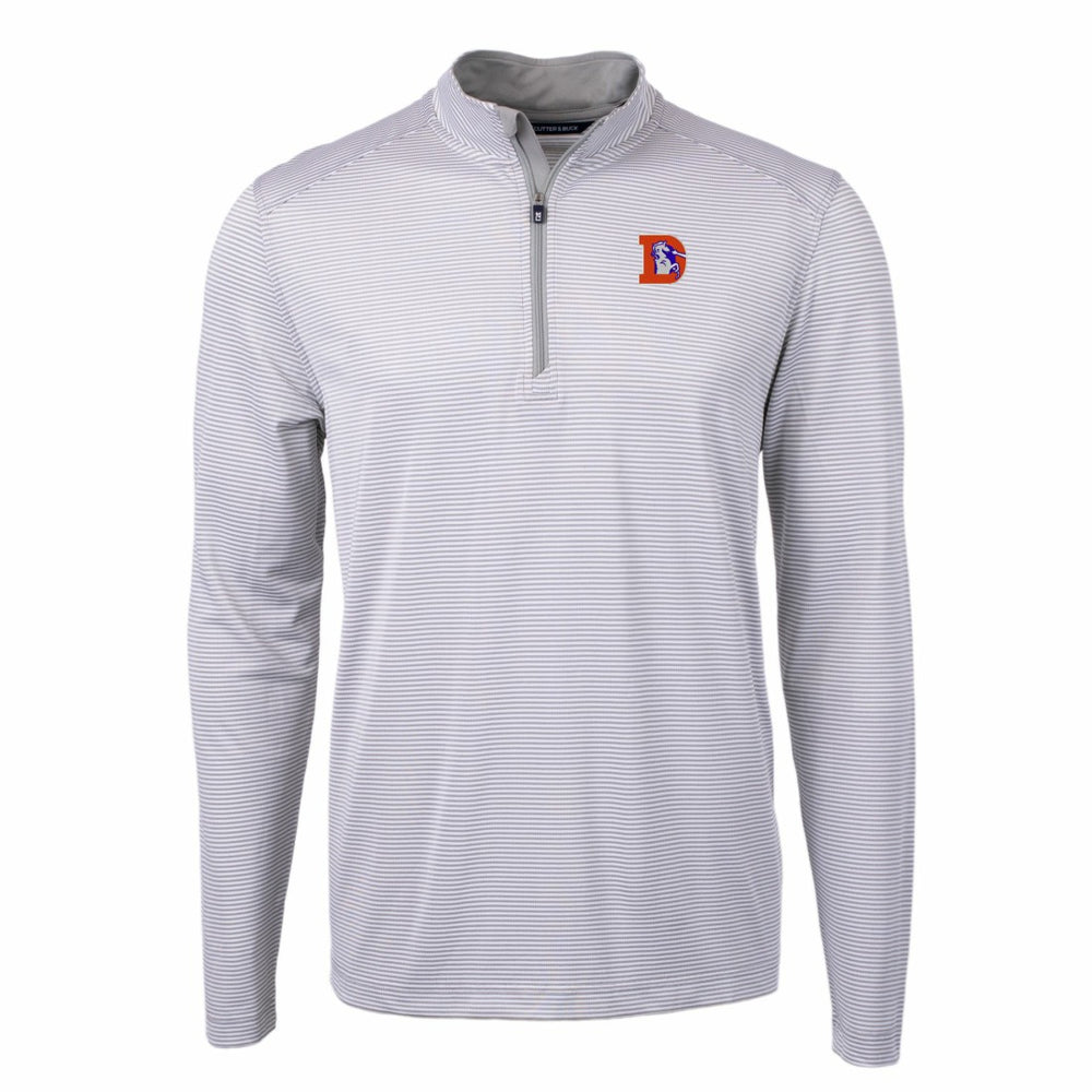 Cutter & Buck Big & Tall Virtue Eco Pique Micro Stripe Tri-Blend Quarter-Zip Jacket - Denver Broncos