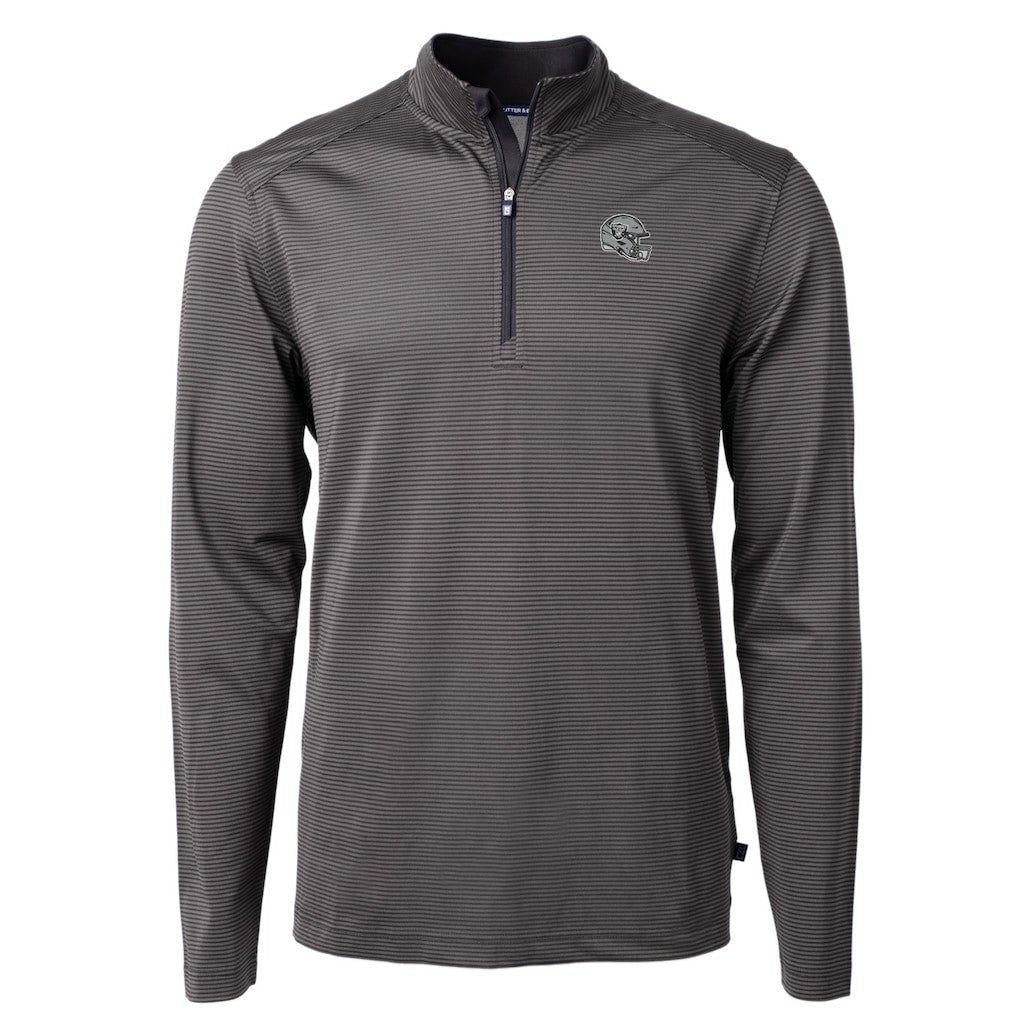 Cutter & Buck Big & Tall Virtue Eco Pique Micro Stripe Tri-Blend Quarter-Zip Jacket - Las Vegas Raiders