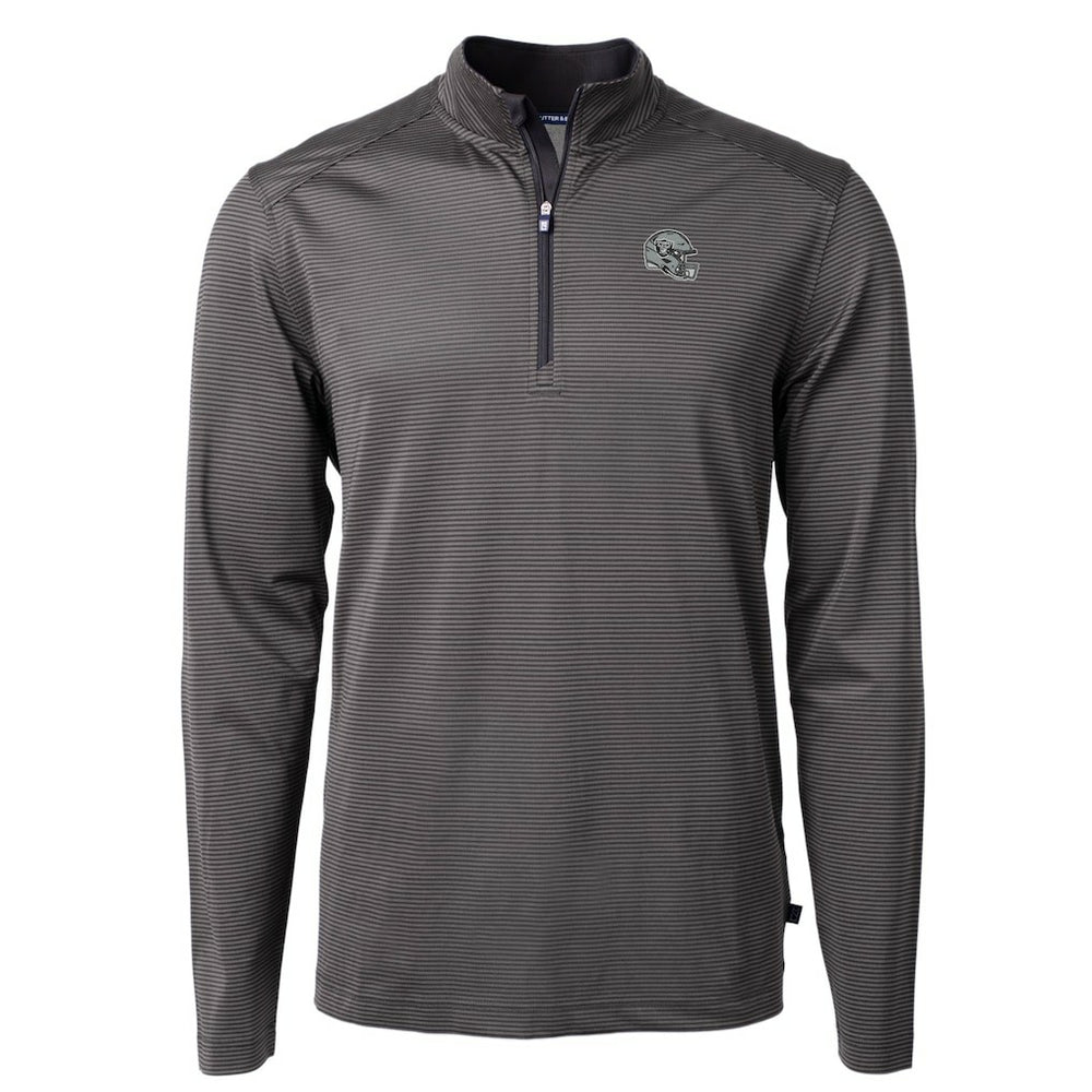 Cutter & Buck Big & Tall Virtue Eco Pique Micro Stripe Tri-Blend Quarter-Zip Jacket - Las Vegas Raiders