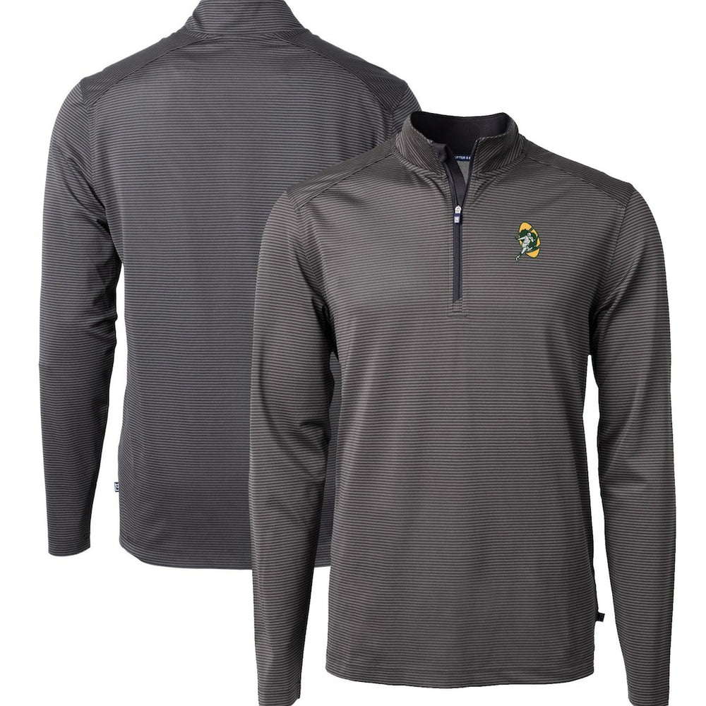 Cutter & Buck Big & Tall Virtue Eco Pique Micro Stripe Tri-Blend Quarter-Zip Jacket - Green Bay Packers