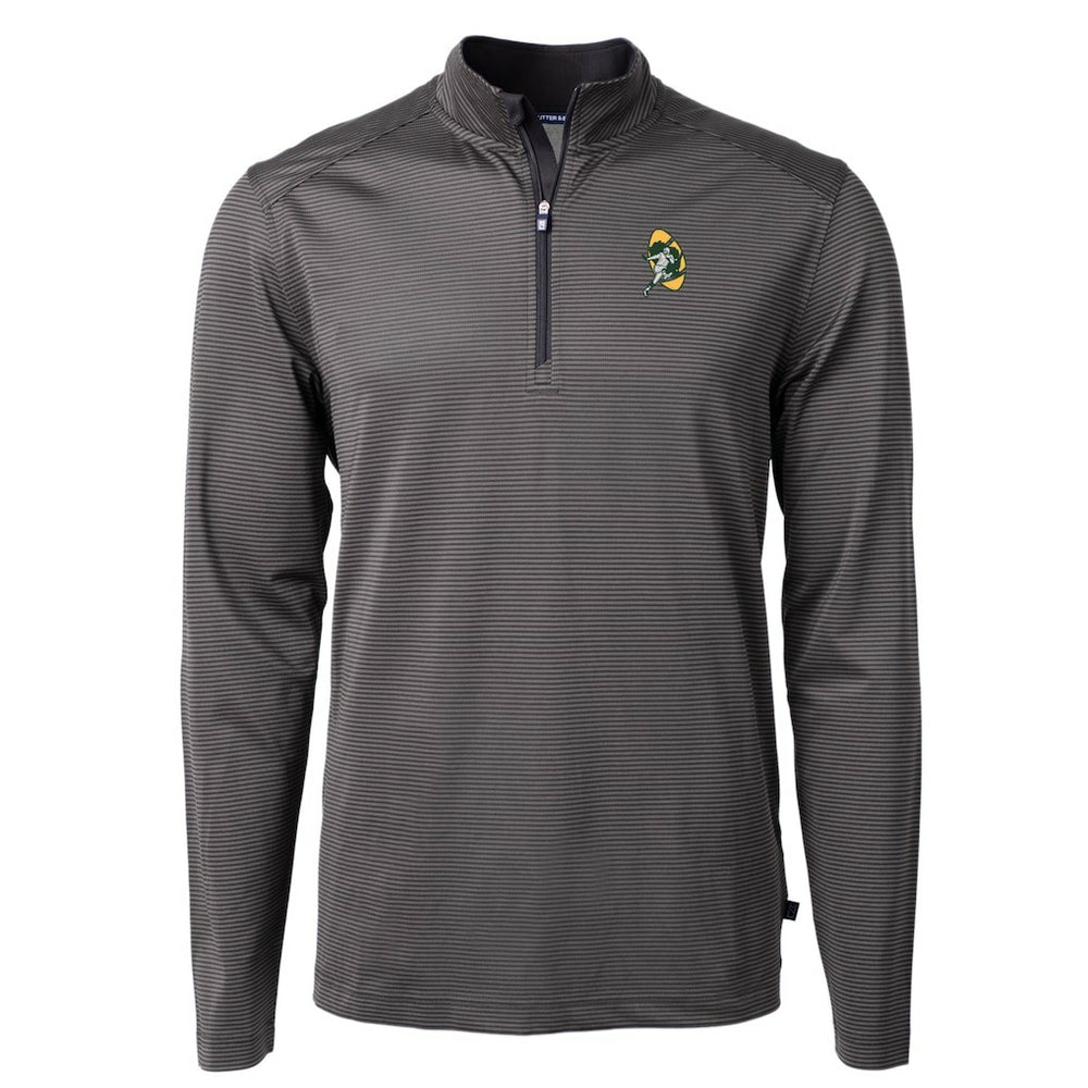 Cutter & Buck Big & Tall Virtue Eco Pique Micro Stripe Tri-Blend Quarter-Zip Jacket - Green Bay Packers