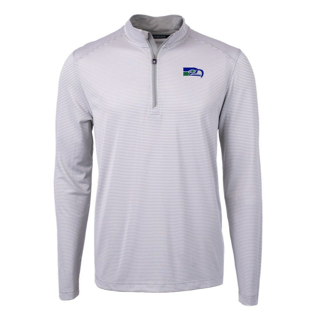 Cutter & Buck Big & Tall Virtue Eco Pique Micro Stripe Tri-Blend Quarter-Zip Jacket - Seattle Seahawks