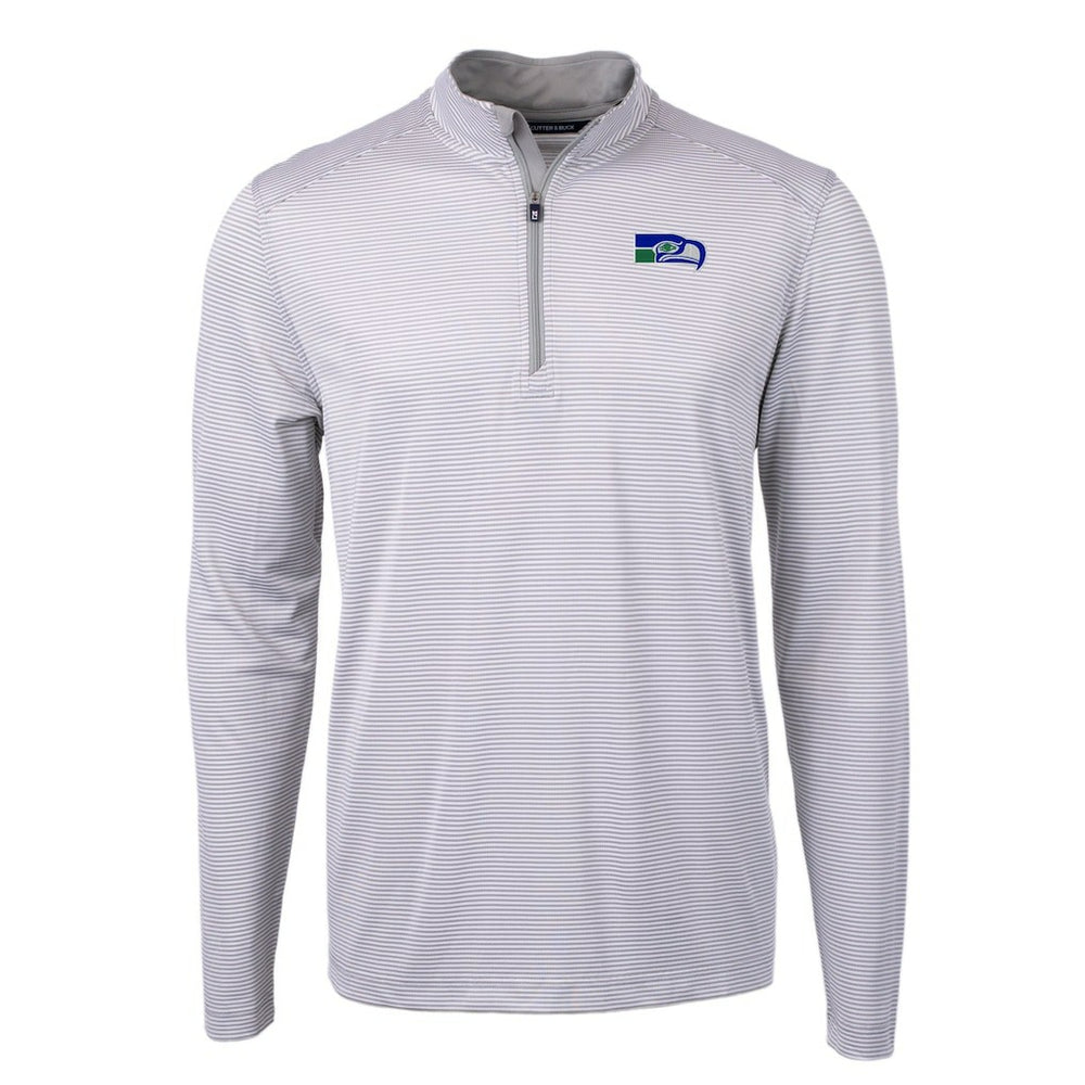 Cutter & Buck Big & Tall Virtue Eco Pique Micro Stripe Tri-Blend Quarter-Zip Jacket - Seattle Seahawks