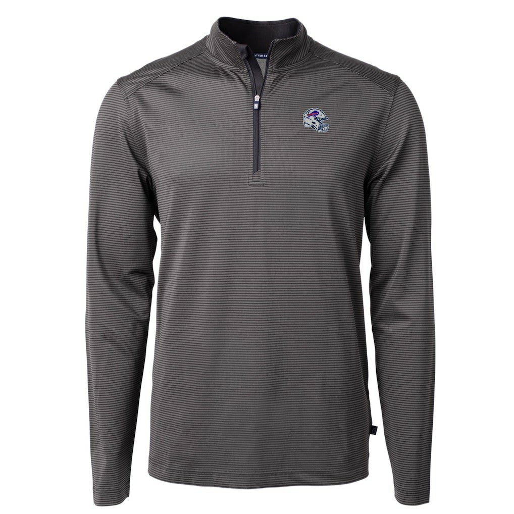 Cutter & Buck Big & Tall Virtue Eco Pique Micro Stripe Tri-Blend Quarter-Zip Jacket - Buffalo Bills