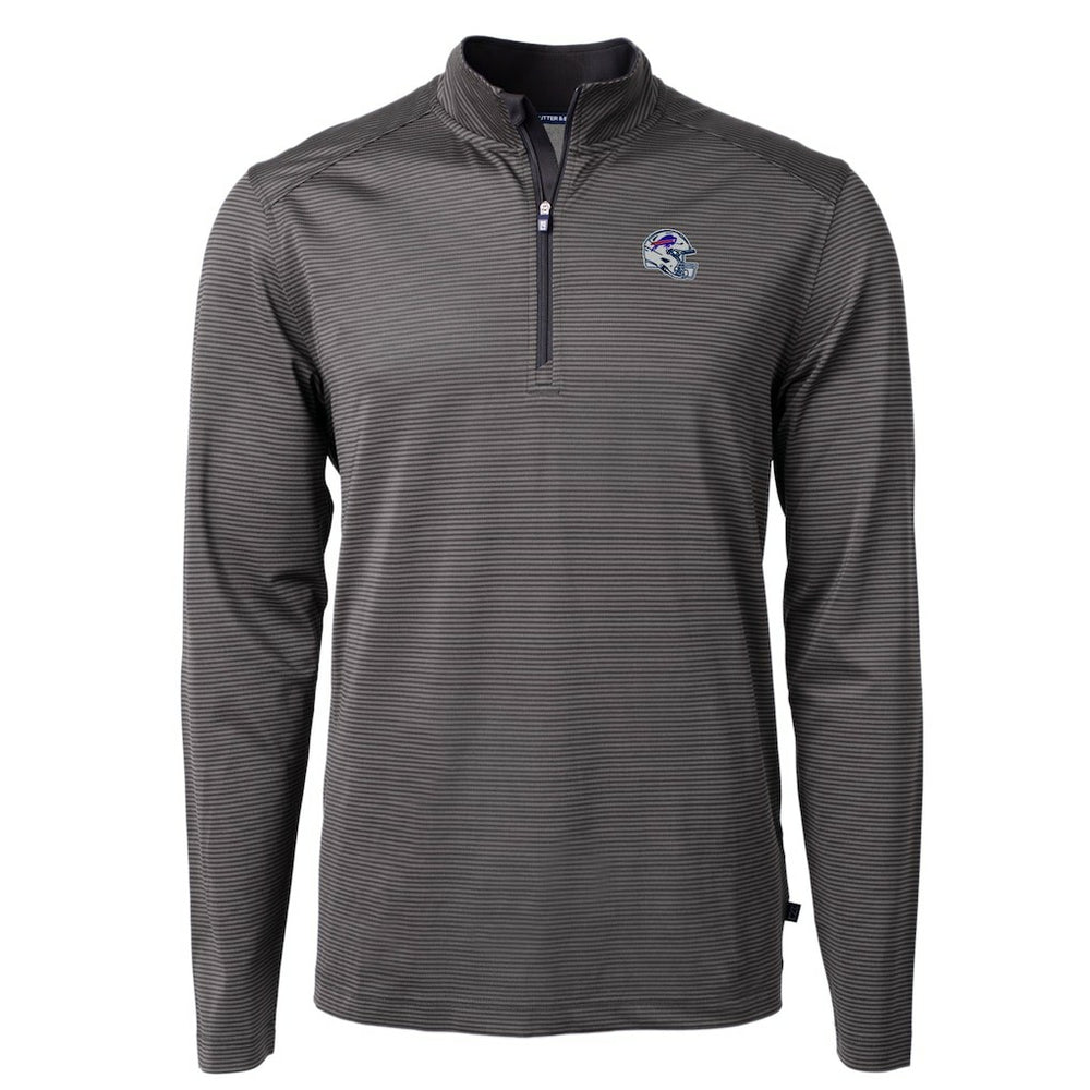 Cutter & Buck Big & Tall Virtue Eco Pique Micro Stripe Tri-Blend Quarter-Zip Jacket - Buffalo Bills
