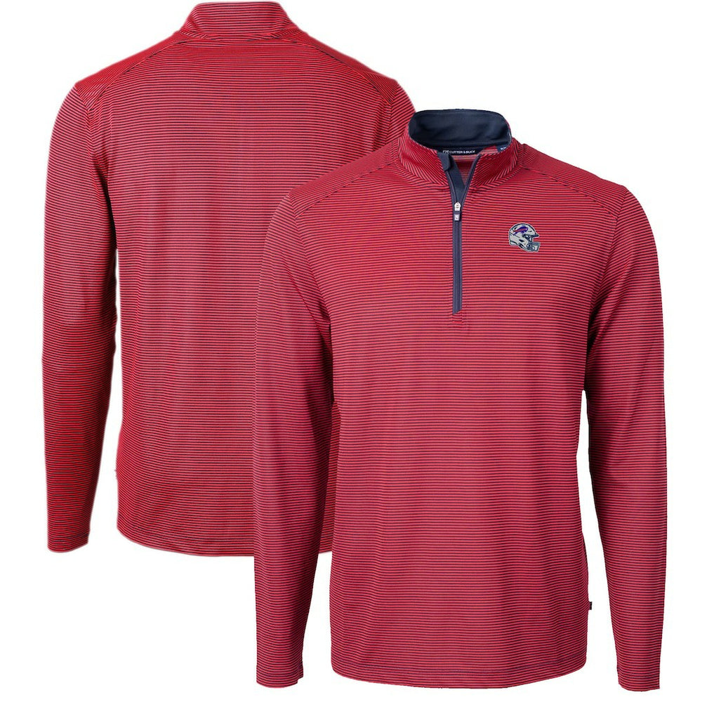 Cutter & Buck Big & Tall Virtue Eco Pique Micro Stripe Tri-Blend Quarter-Zip Jacket - Buffalo Bills