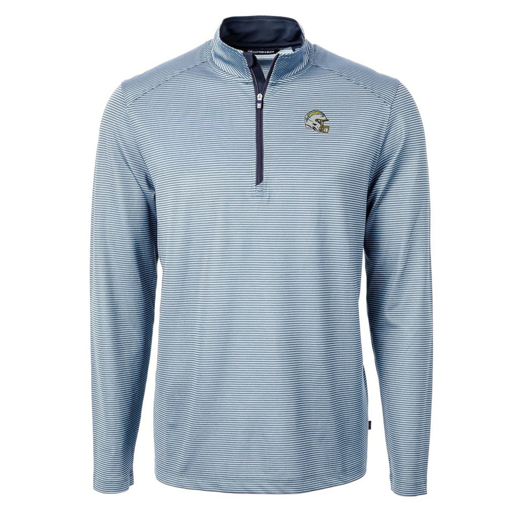 Cutter & Buck Big & Tall Virtue Eco Pique Micro Stripe Tri-Blend Quarter-Zip Jacket - Los Angeles Chargers