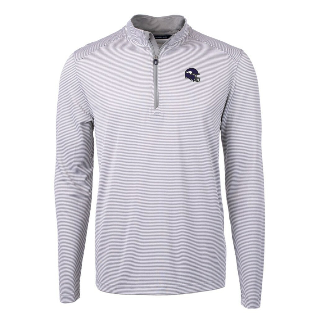 Cutter & Buck Big & Tall Virtue Eco Pique Micro Stripe Tri-Blend Quarter-Zip Jacket - Minnesota Vikings