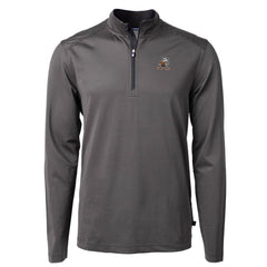 Cutter & Buck Big & Tall Virtue Eco Pique Micro Stripe Tri-Blend Quarter-Zip Jacket - Cleveland Browns